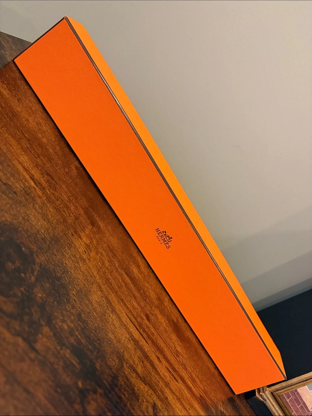 Hermès Orange Signature Box Gift Box Long Slim Paper Roll